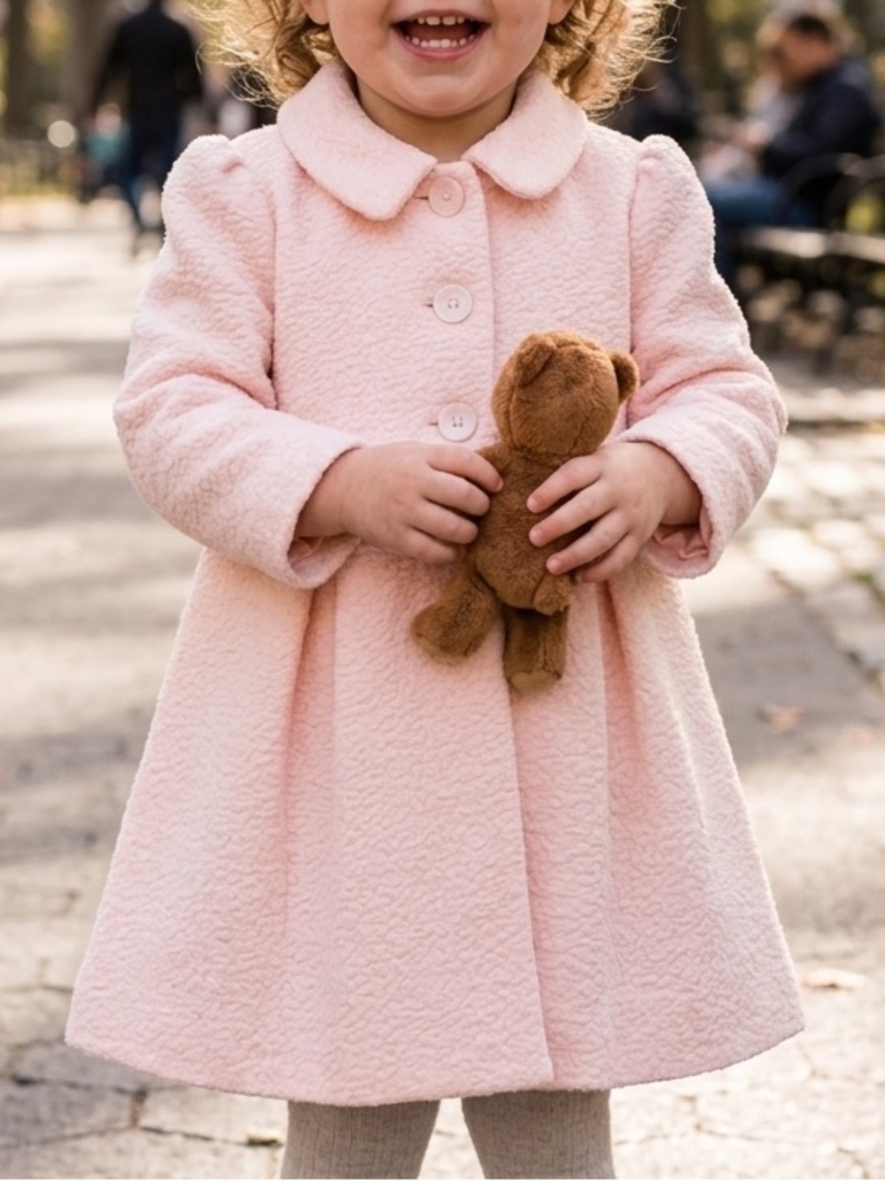 Bonnie Jean Light Pink Textured Girls Pea Coat